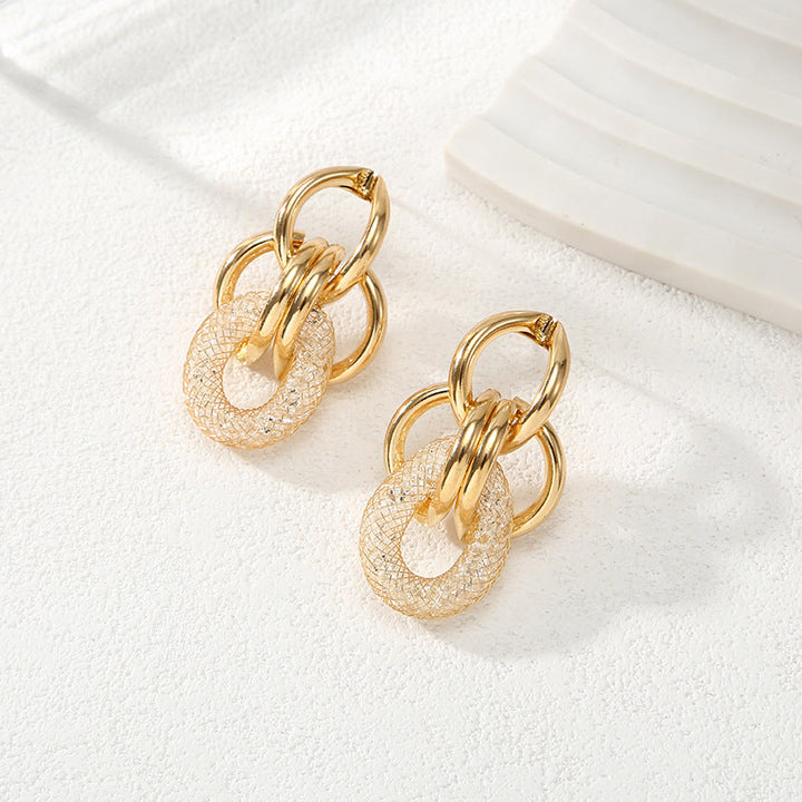 Ladies Hanging Earrings with Innovative, Gold-colored Design All Fashion