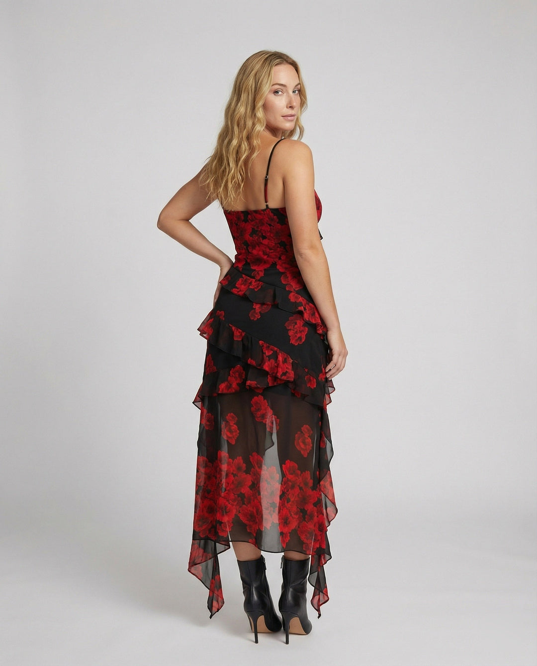 Women Playful Mini Dress with Asymmetrical Cut and Exciting Floral Design