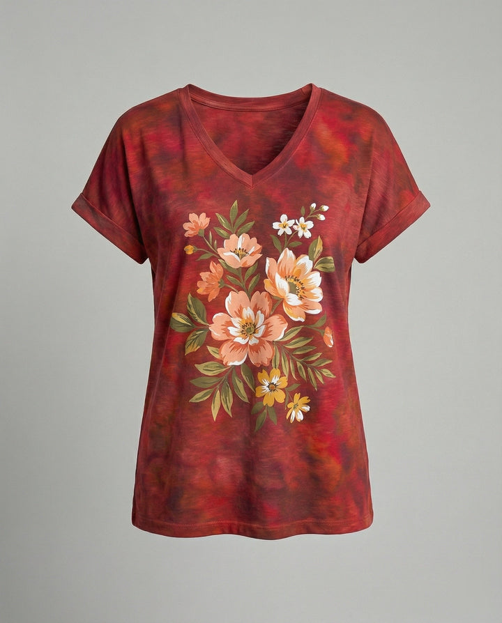 Blouses Tunic V-Neck Women Floral