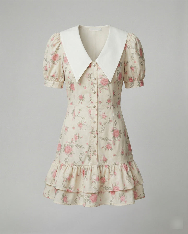 Women's floral dress with puff sleeves