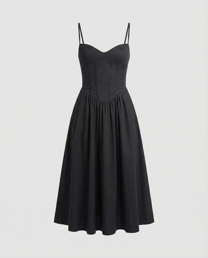 Women Elegant Long Dress with Tailored Silhouette and Flared Skirt
