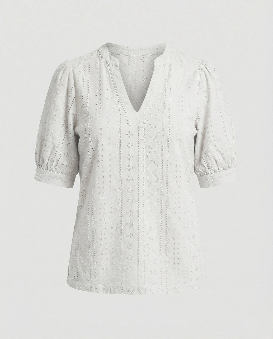Ladies Lace Embroidery Blouse Top with Puff Sleeves