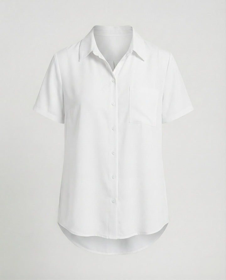 Short Sleeve Blouse Top Women with Chest Pocket