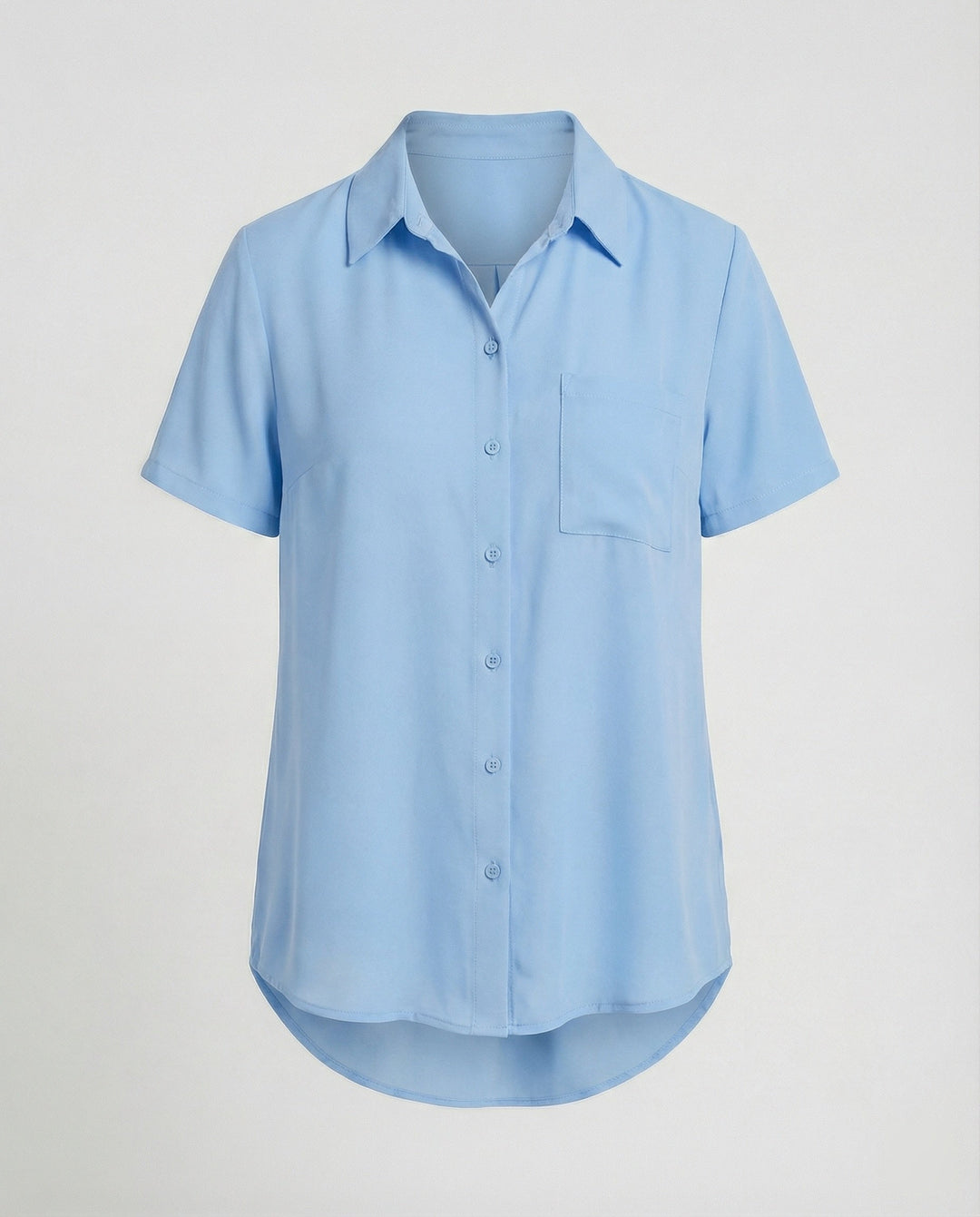 Short Sleeve Blouse Top Women with Chest Pocket