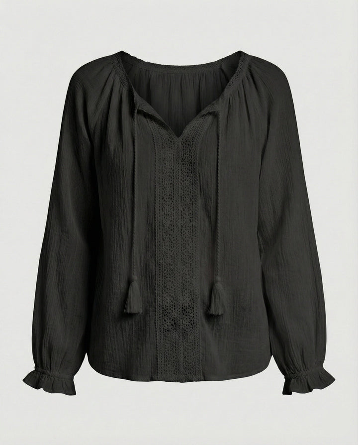Women Boho Blouse Top with Lace Summer