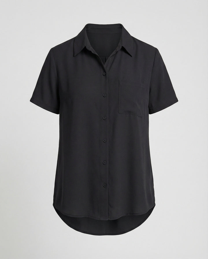 Short Sleeve Blouse Top Women with Chest Pocket