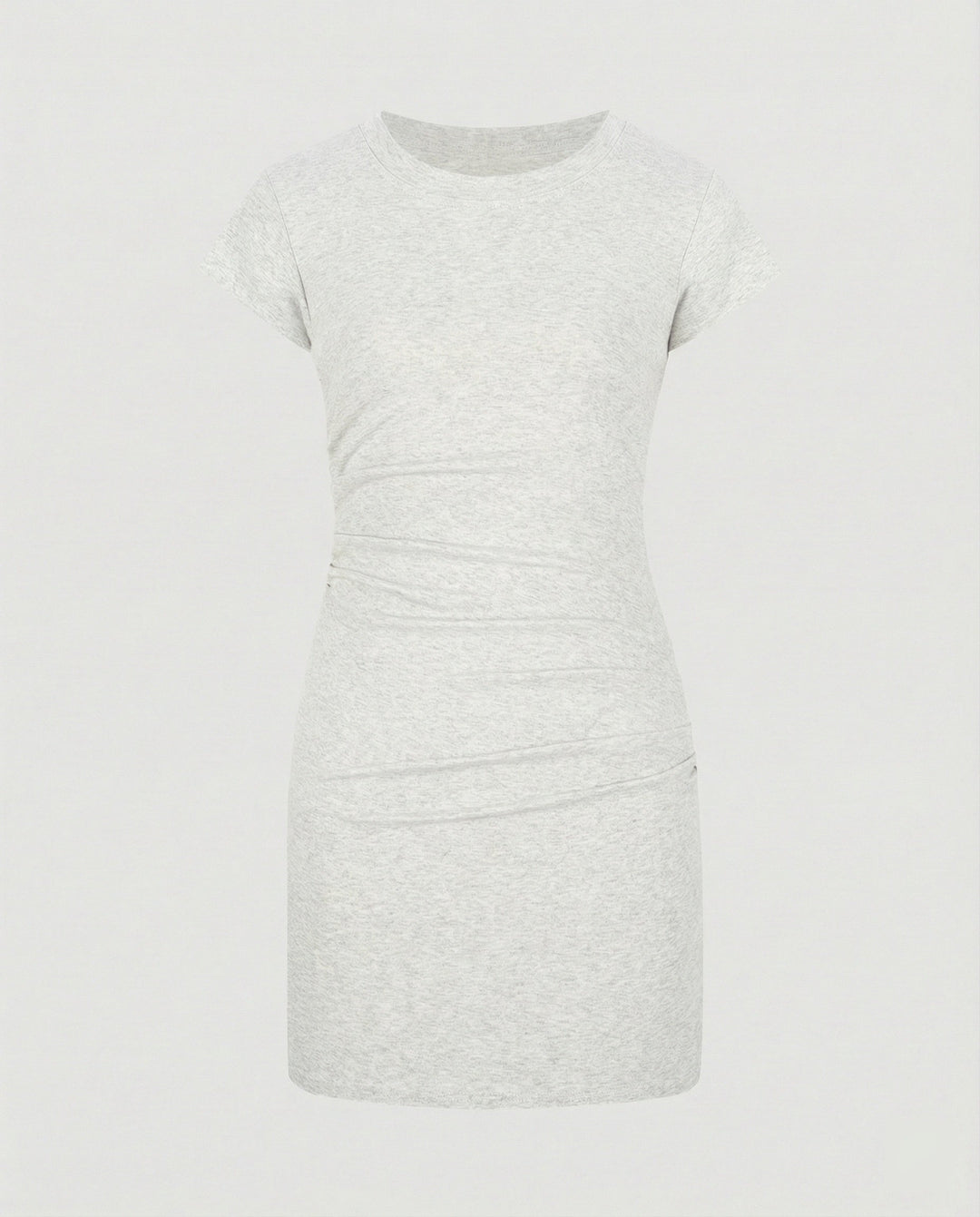 Figure-hugging mini dress with round neck and gathers for summer