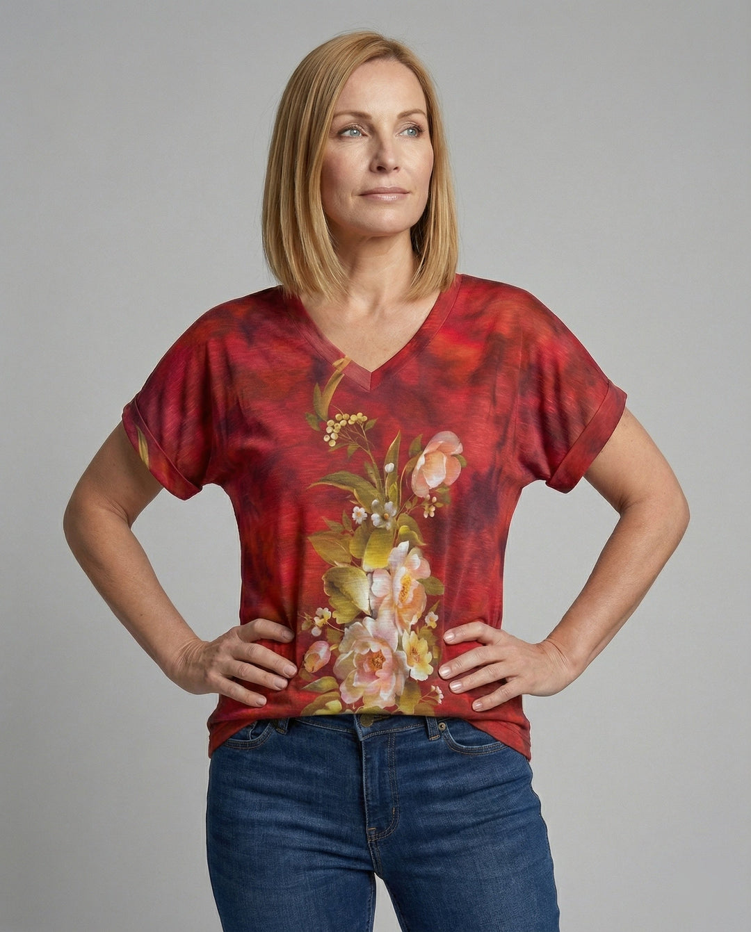 Blouses Tunic V-Neck Women Floral